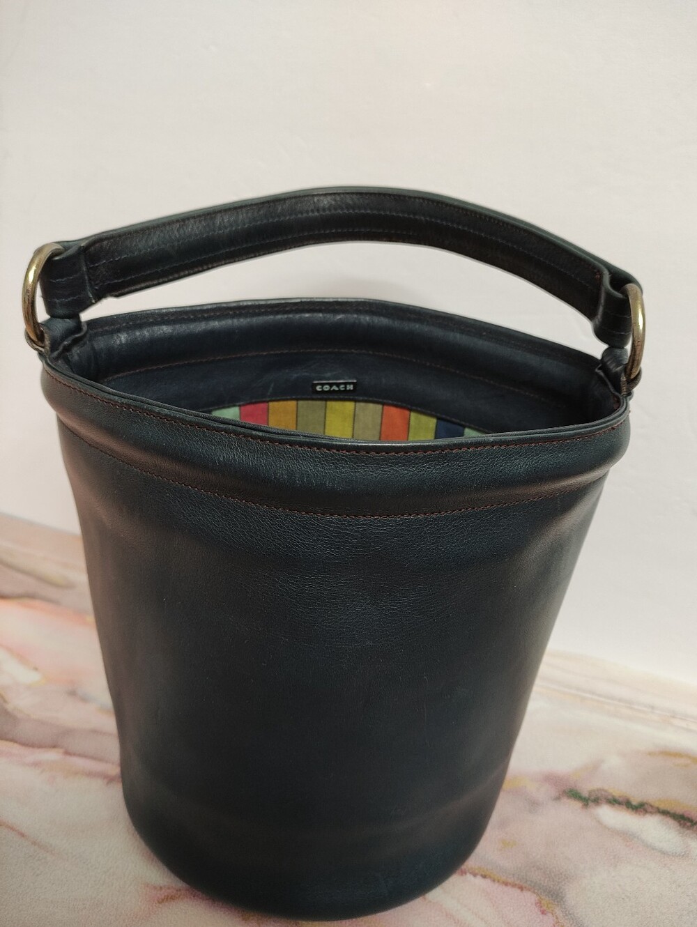 Vintage Coach Bonnie Cashin Large Bucket Bag Navy - Picture 3 of 15